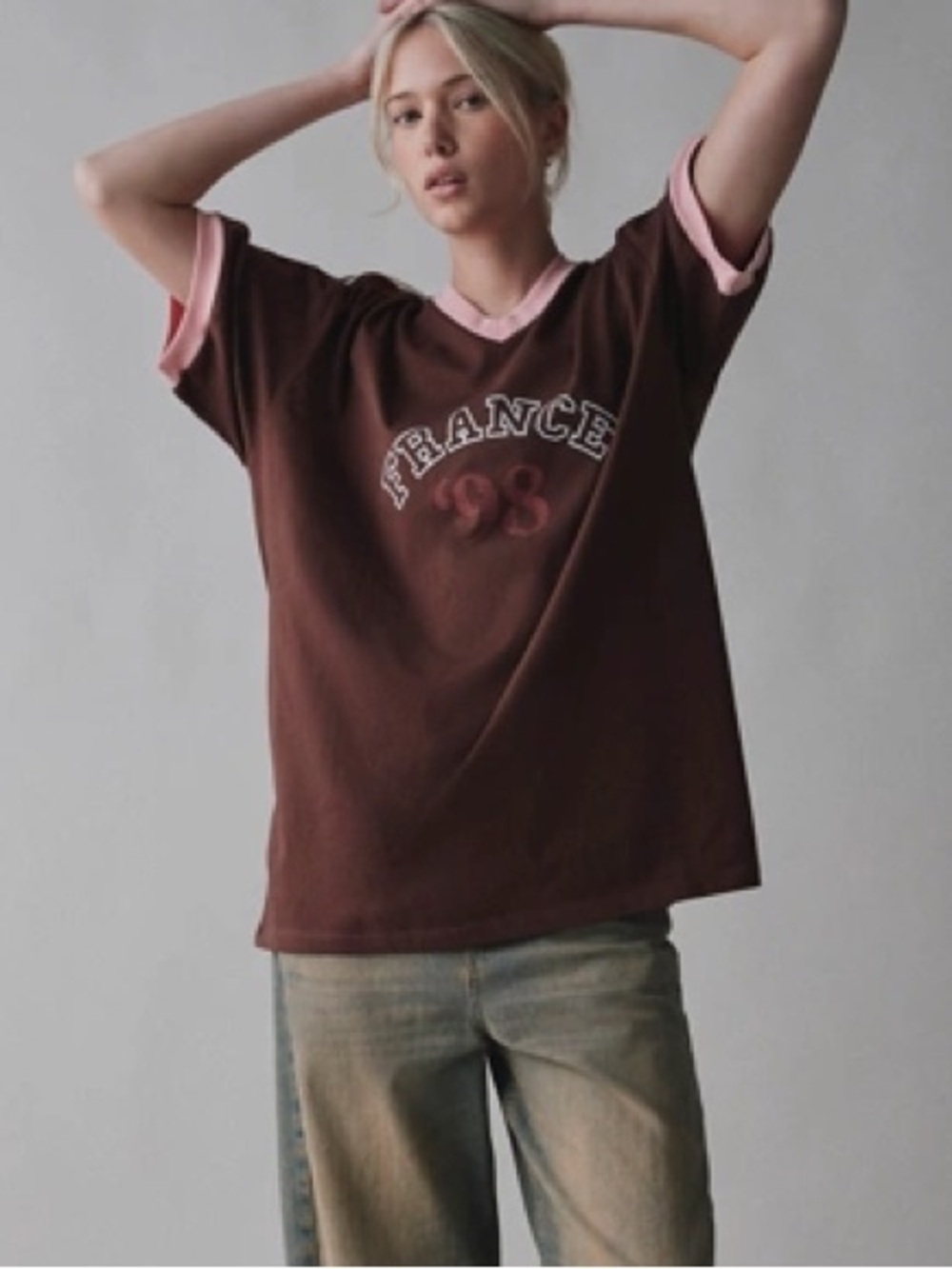 Urban Outfitters 1998 France Oversized V-Neck Jersey Tee